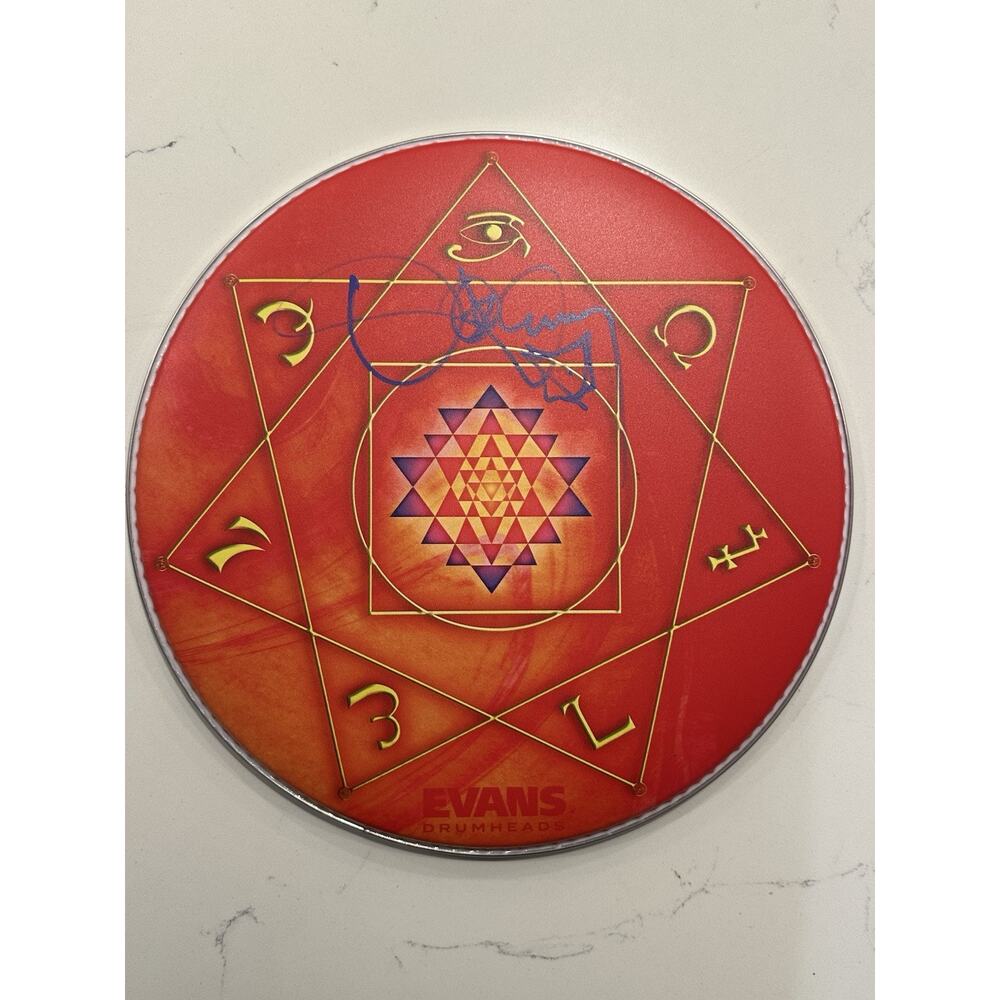 TOOL Danny Carey SIGNED Orange Drumhead 14" Tom Tom Head Autographed IN HAND #2